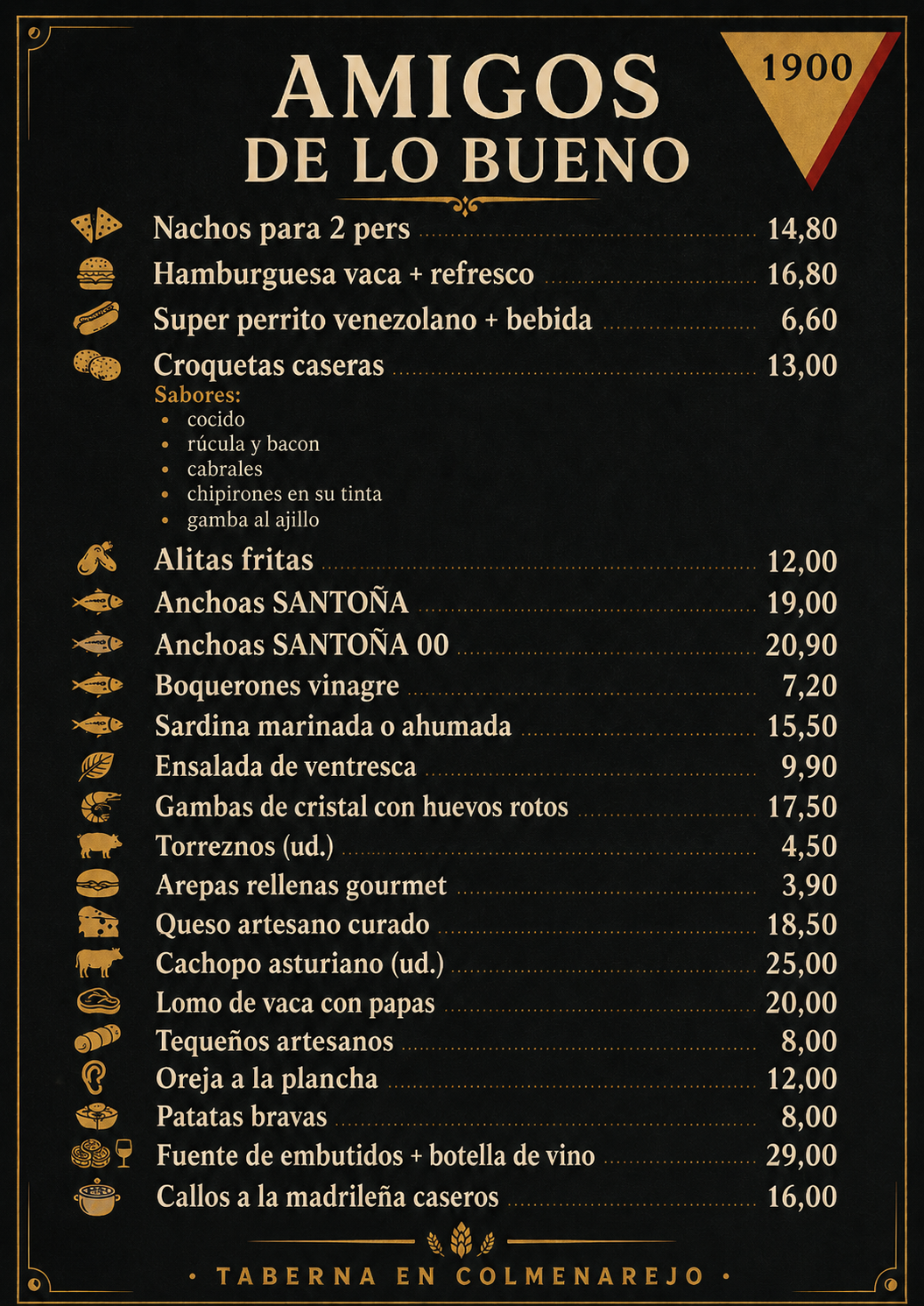 Menú de Amigos de lo Bueno